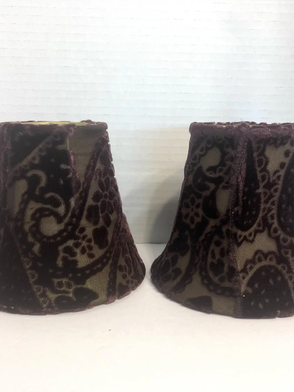 Plum Velvet Burnout Paisley Mini Lamp Shades